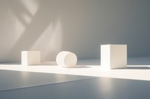 Minimalistic white product display podium background. 3d render illustration