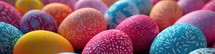Panorama of colorful easter eggs. Panoramic background.