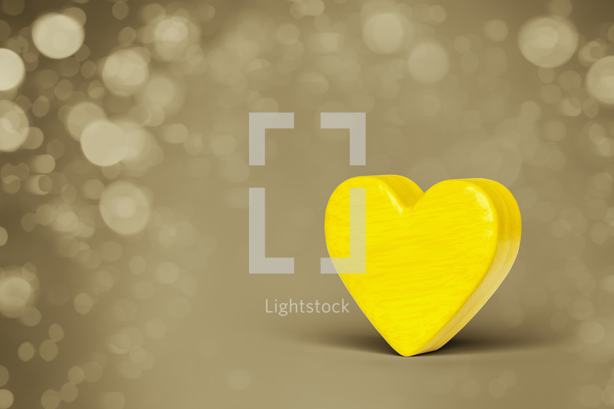 yellow heart and bokeh lights 