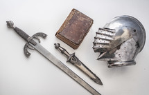 knight, sword, soldier, book, knife, helmet, armor 
