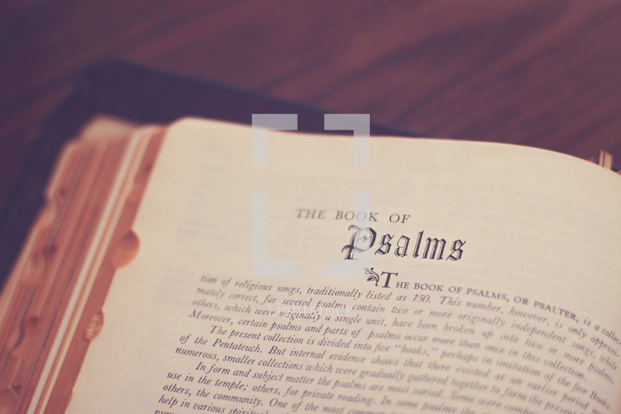 A Bible open to the Book of Psalms.