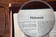 magnifying glass over Philemon 