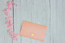 pink flowers and pink envelope 