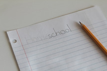 erased word homeschool on a piece of paper 
