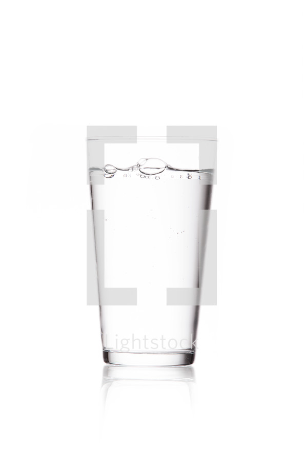 A full glass of water. 