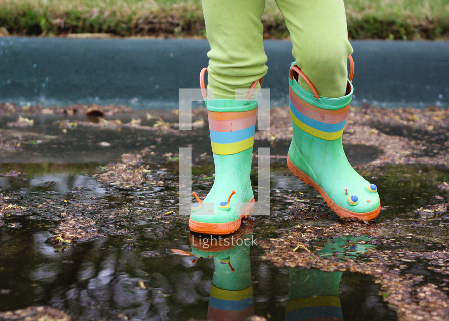 rain boots in a puddle
