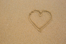 a heart drawn in the sand 