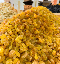 Raisins at market. Popular dried fruit in different countries of the world.