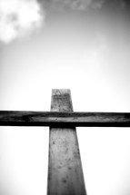 looking up at a cross