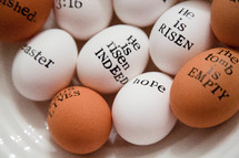 text, words, Easter eggs, eggs, Easter, he is risen, brown eggs, white eggs, chicken eggs 