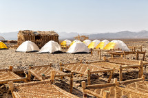 tents and cots for refugees in Africa 