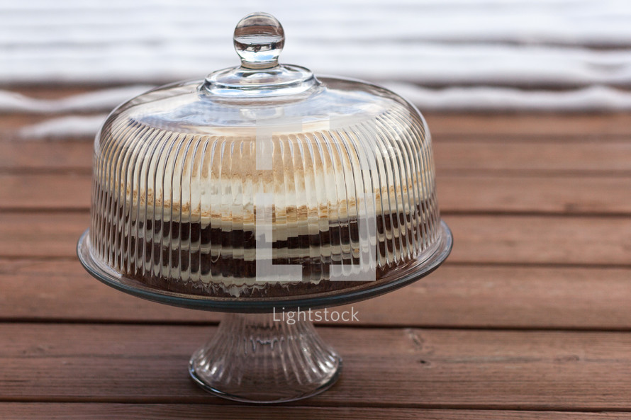 carrot cake in a cake stand 