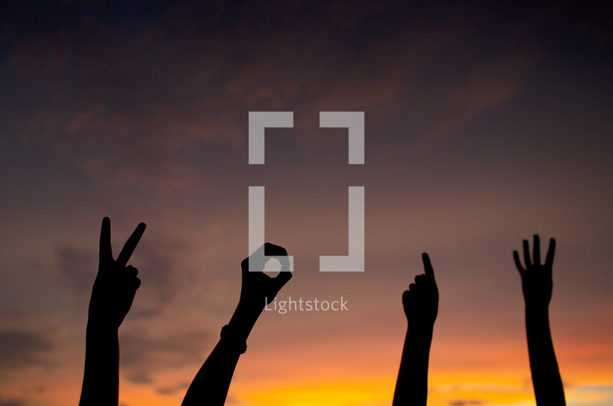 Silhouette of raised hands against the night sky.
Seniors 2014.
Class of 2014.