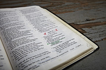 A bible opened to Psalm 23