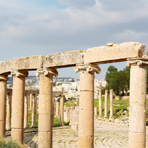 archeological site and ruins with columns 