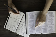 taking notes at a teen Bible study 