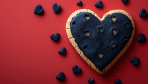 Valentine's Day heart-shaped cookies on a red background