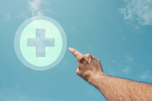 hand pointing at health icon
