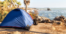tent on a beach shore 