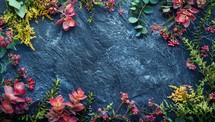 Vibrant Floral Arrangement on Slate Background