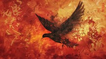 Holy spirit, Dove in flames. White dove on red grunge background. Digital illustration.

