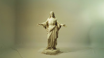 Statue of Jesus Christ. Black and white photography with white background