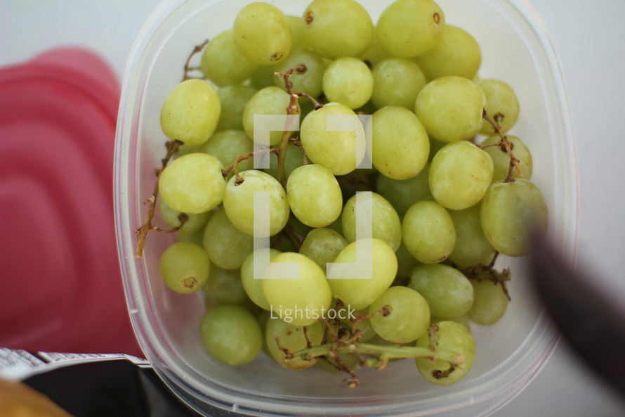 grapes in a plastic container 