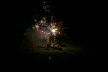 fireworks bursting on the ground 