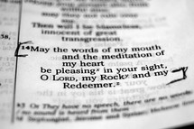 Open BIble on Psalm 19:14