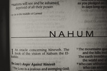 Open Bible in book of Nahum