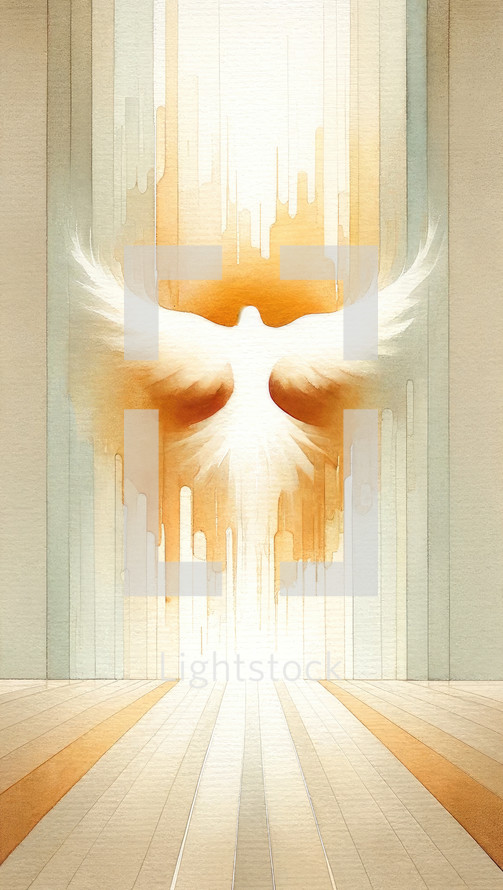Abstract background with white dove and rays of light, digitally generated image.