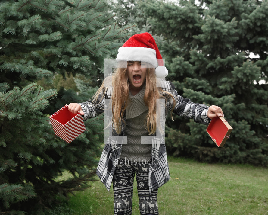 child angry over her Christmas present 