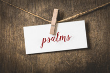 word Psalms hanging on a clothesline 