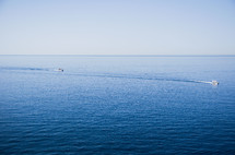 Seascape with ships and blue sky