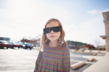 a child after visiting the eye doctor 