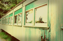row of windows on old train car