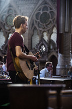 musicians playing in a sanctuary 