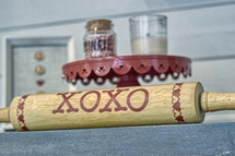 Rolling pin used for Baking Valentine's day cookies 