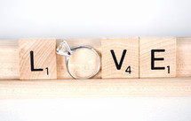 love with scrabble pieces 