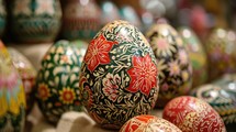 Colorful easter eggs on the market