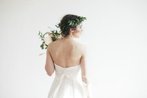 a bride with flowers in her hair 