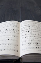 pages of an open hymnal 