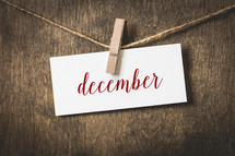 word December hanging on a clothesline 