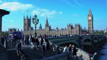 Timelaspse of Big Ben and the Houses of parliament during the day