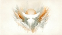 Digital painting of an angel in the form of a dove on a watercolor background. Vector illustration.