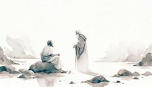 Bargaining with God. Old Testament. Watercolor Biblical Illustration