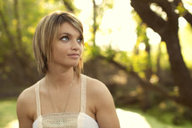 short haired blonde woman profile
