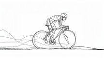 Triathlon. Olympic Sports. Cyclist on a white background. Drawing by one continuous line. Digital illustration.	