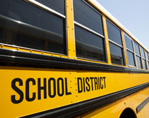 school district sign on school bus 