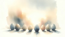Easter eggs in watercolor style. Easter background